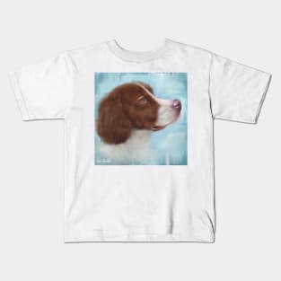 A Painting of a Brown and White Pointer, Looking Up Kids T-Shirt